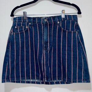 Reformation Hazel Denim Mini Skirt Stripped